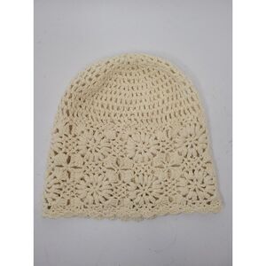 Cream Crochet Beanie Hat